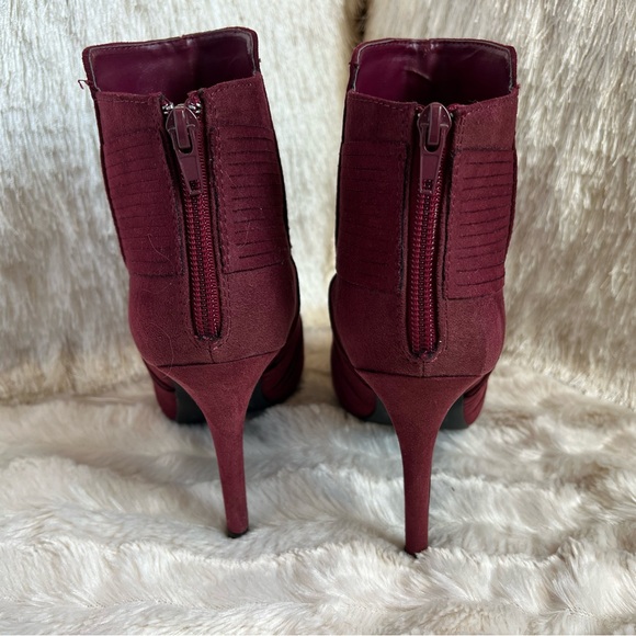 Charming Charlie Burgundy Open-Toe Booties - Picture 4 of 14